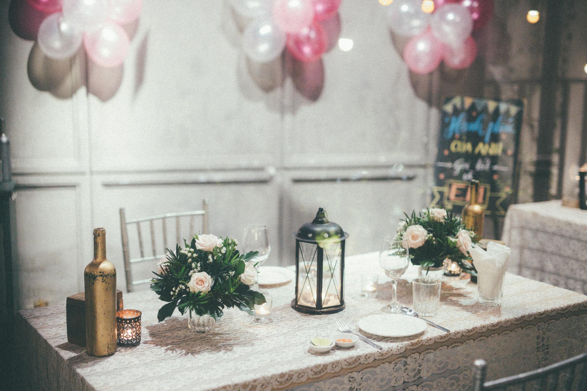 Room and Table Decorated for a Party