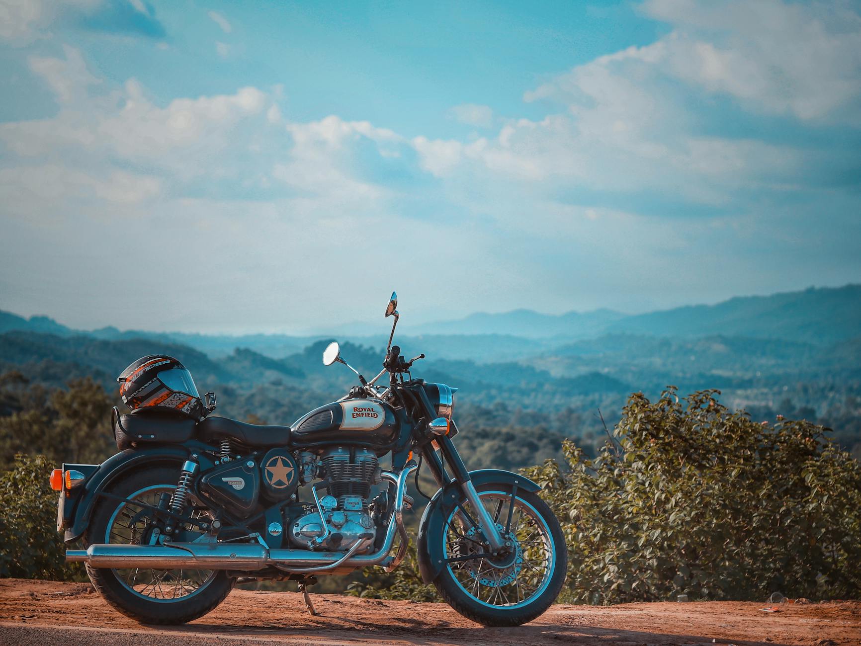 A Parked Classic Motorcycle