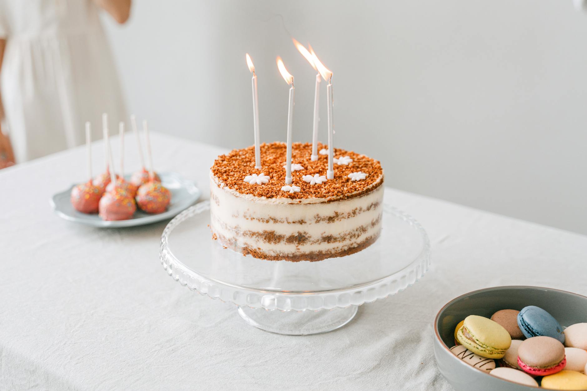 Lighted Candles on a Cake