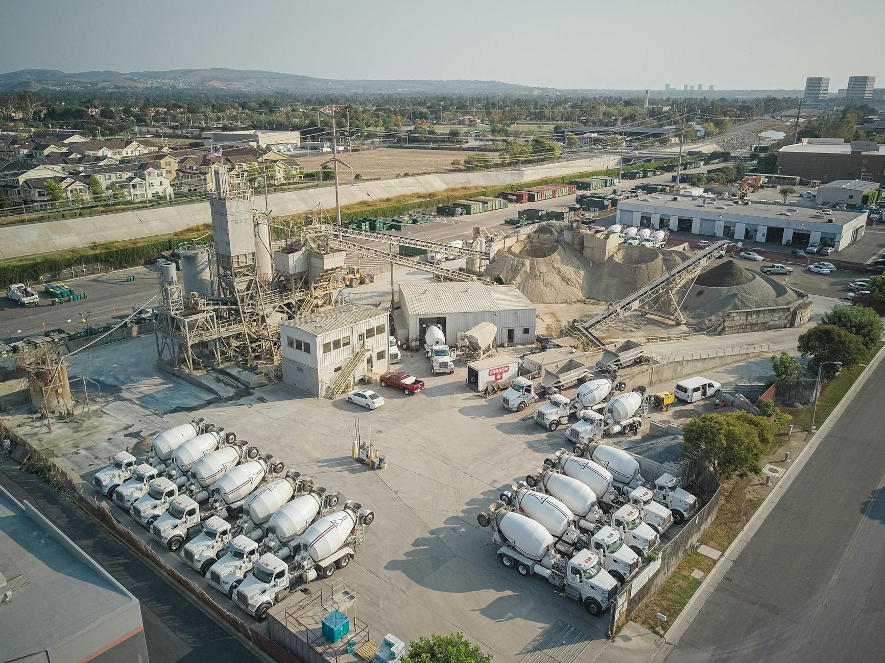 Aerial view of a cement manufacturing site